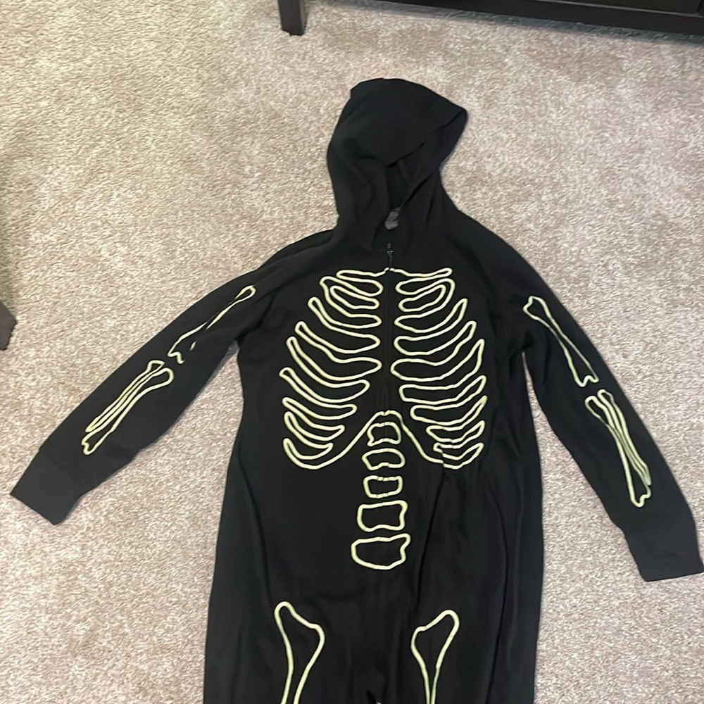 Glow in the dark skeleton onesie